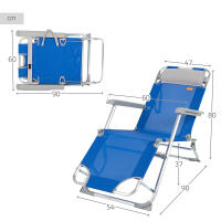Aktive - Pack 2 tumbonas plegables, respaldo reclinable 3 posiciones, 153x47x33/75 cm, azul, de aluminio y textileno, con cojín y topes antivuelco, máx. 110 kg, tumbonas de playa plegables, accesorios verano - details 3