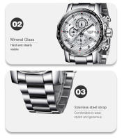 Reloj De Hombre LIGE Lujo Acero Inoxidable Deportivo Militar Resistente Al Agua Grande Cuarzo Reloj De Pulsera Moda Casual Con Segundero Luz Táctica Resistente Al Choque Manos Luminosas Fecha Completa - details 11