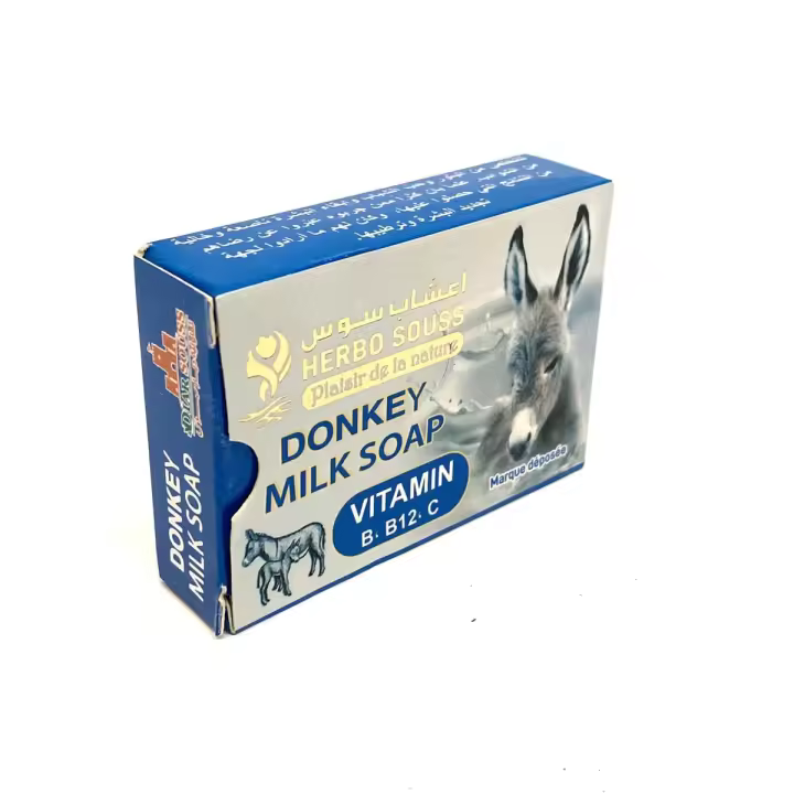 2x Jabón de leche de burra natural HERBO SOUSS - Hidratante y Nutritivo para la piel - 2x70g | Set de 2 Unidades - 1