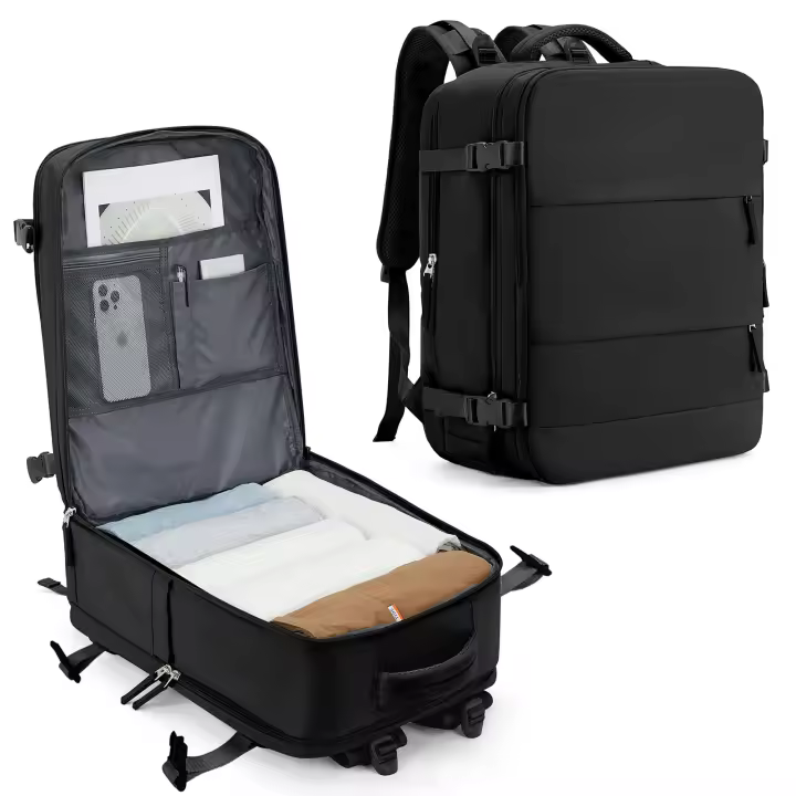 Mochara de Viaje 40x20x25 cm - Aprobada Como Mochara de Cabina para Ryanair, EasyJet, vuelta y Aerolíneas Low Cost - Diseño Antirrobo con Cremalleras Seguras-Resistente a Agua y Duradera - Ideal para Hombre y Mujer-Compartimento Acolchado para Portá - 1