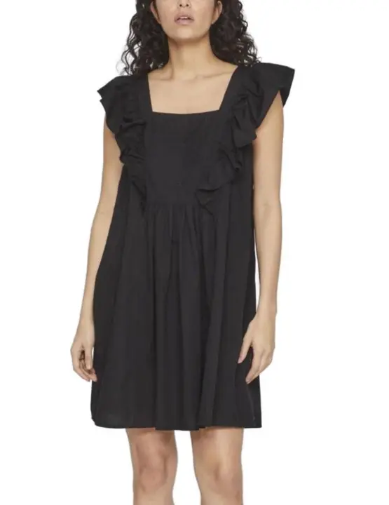 Vestido corto Vila Pimma negro manga sisa para mujer - 1