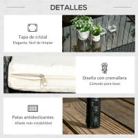Outsunny Conjunto de Jardín de Ratán Sintético Juego de 4 Piezas Muebles de Jardín con 2 Sillones 1 Sofá de 2 Plazas 1 Mesa de Centro con Tablero de Vidrio y Cojines Negro y Crema - details 5