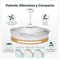 Ventilador de Techo Retráctil con Luz LED 72W CCT Regulable, Motor DC Silencioso de 6 Velocidades, Control Remoto, Ø1070mm – Ventilador de Techo Moderno para Salón, Dormitorio, Oficina ostark-LEDUNI - details 9