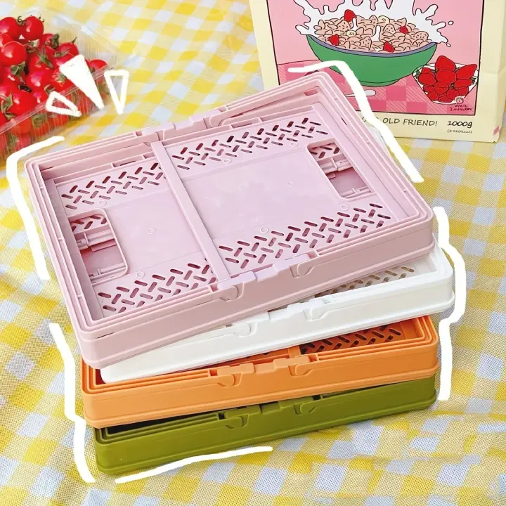 Cajas De Almacenamiento Ecológicas De Plástico Con Manija 1/4pcs (9.25"x6.1"x6.7") Para Estante De Escritorio Cajón Plegables Y Pilaables - 1