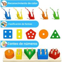 Juguete De Montessori De Madera Para Niños Y Bebés De 1 Año Juguetes De Alineación Y Pila Para Desarrollo De Habilidades Motoras Finas Y Juego De Resolución De Problemas - details 1