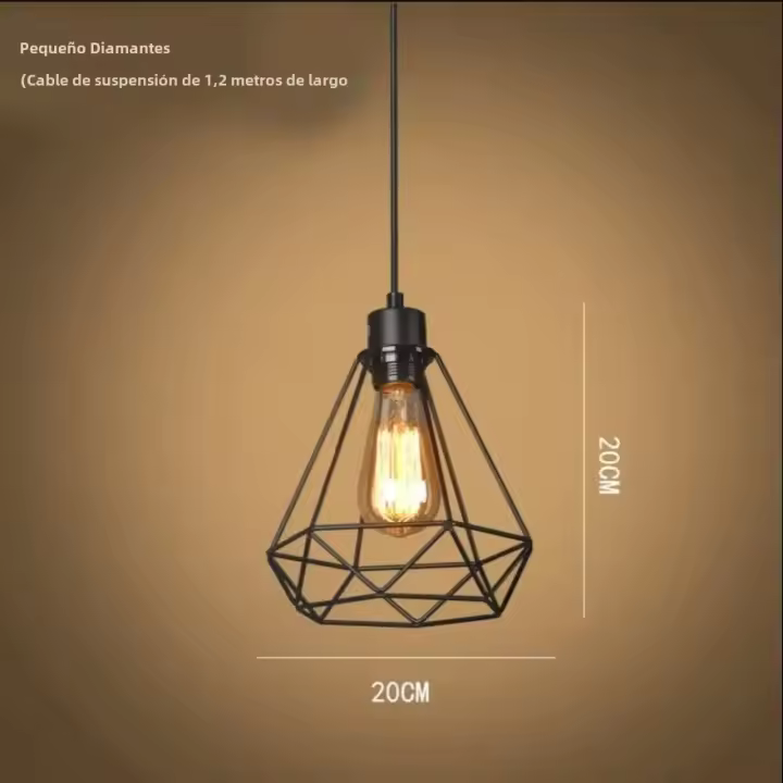 Lámpara Colgante Creativa De Hierro Para Restaurante Bar Lámpara Decorativa Geométrica Retro Nórdica Para Attic Iluminación Moderna - 1