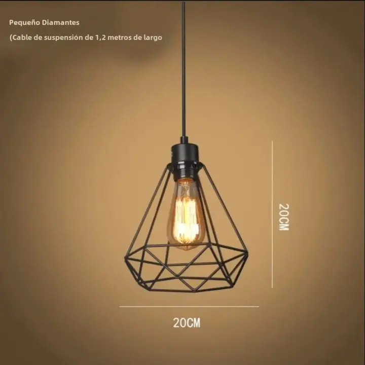 Lámpara Colgante Creativa De Hierro Para Restaurante Bar Lámpara Decorativa Geométrica Retro Nórdica Para Attic Iluminación Moderna - 1