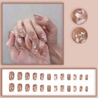 Kit De Uñas Postizas Con Diseño Geométrico Y Estampado De Océano Azul 24 Piezas Uñas Falsas Cortas De ABS Para Arte De Uñas - details 60