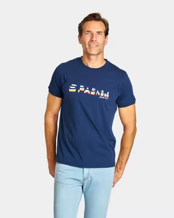 CAMISETA DE HOMBRE LISO LOGO ESTAMPADO 3D MANGA CORTA MARINO - 1