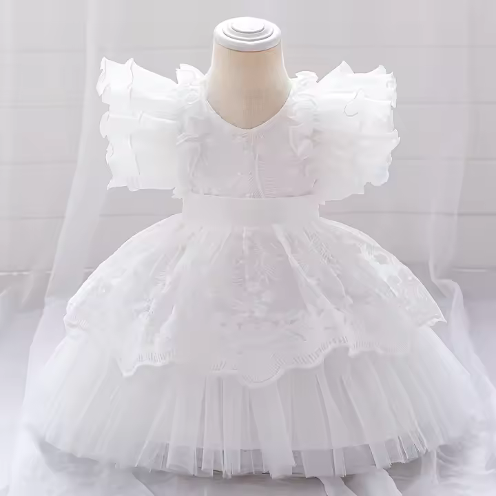 Vestido De Tule Puff Para Bebé Niña Cumpleaños Bautismo 1 Año Vestido De Princesa Para Fiestas Niñas Recién Nacidas 0-2Años - 1