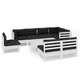 VIDAXL 3096473 conjunto de muebles con cojines fabricado en madera para jardín en color blanco vida xl - 1