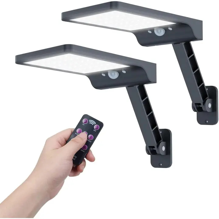 ZVD Foco LED solar para pared de Jardín con sensor de movimiento, 3 Modos ajustables IP65 potente Farola impermeable - 1