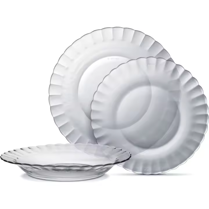 Duralex - Vajilla completa 18 Piezas de Vidrio Templado, Incluye 6 Platos Llanos de (23 cm), 6 Platos Hondos de (23 cm) y 6 Platos de Postre de (20,5 cm) | Amystyle - 1