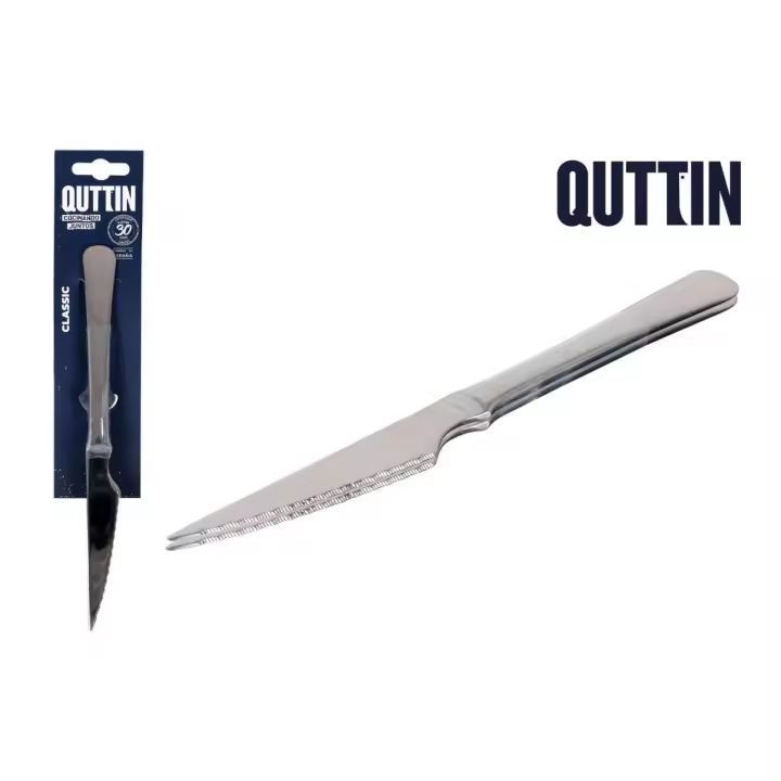 Quttin - Set 2 Cuchillos de Carne 11 Cm de Acero Inoxidable de 1,2 Mm. Cuchillo un Pieza Monoblock Pulido Brillo Espejo Colección Classic - 1
