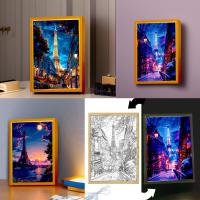 Lámpara De Noche LED En Forma De Luna De París Para Decoración Del Hogar Y Regalos De Navidad Marco De Fotos Con Iluminación De Dibujo De Ciudad Luz Para Mesa Lateral - details 0