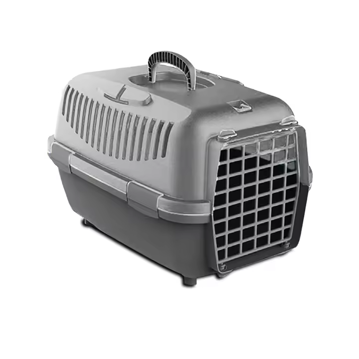 Transportín para Perro y Gato Pequño 48x32x32CM, Caja de Transporte, Plástico, Puerta de Acero plastificado, Rejillas de ventilación - 1