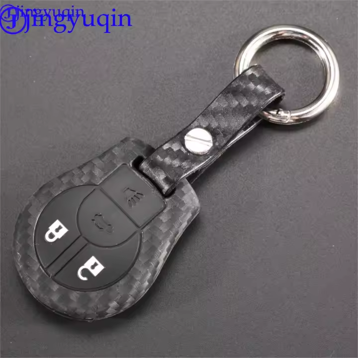 Carcasa De Llave De Coche De Silicona Con Patrón De Fibra De Carbono 2/3/4 Botones Para Nissan Juke Micra Qashqai Porta Llaves - 1