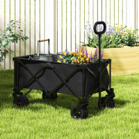 Outsunny Carro Playa Ruedas Grandes Carro de Jardín Plegable con Mango Ajustable Puerta Trasera Expandible Carga 100 kg Carrito Transporte para Todo Terreno Jardín Campaña Compra Negro - details 1