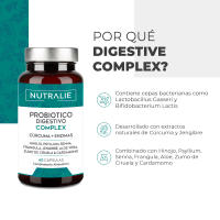Probiótico Digestivo Complex - Cúrcuma Enzimas - Flora Intestinal Estreñimiento + Ablanda Heces - Para la Hinchazón y Pesadez - 60 cápsulas Digestive Complex - Nutralie - details 1