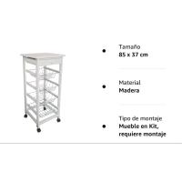 Meyvaser Carro Verdulero Frutero Cocina 4 cestas y Cajon cubertero 37x37x85cm con Ruedas - details 0