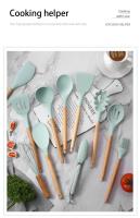 Juego De 12 Piezas De Utensilios De Cocina Ecológicos Con Mango De Madera Y Silicona No Adherente Resistentes Al Calor Espátula Y Cuchara Para Sartén - details 0