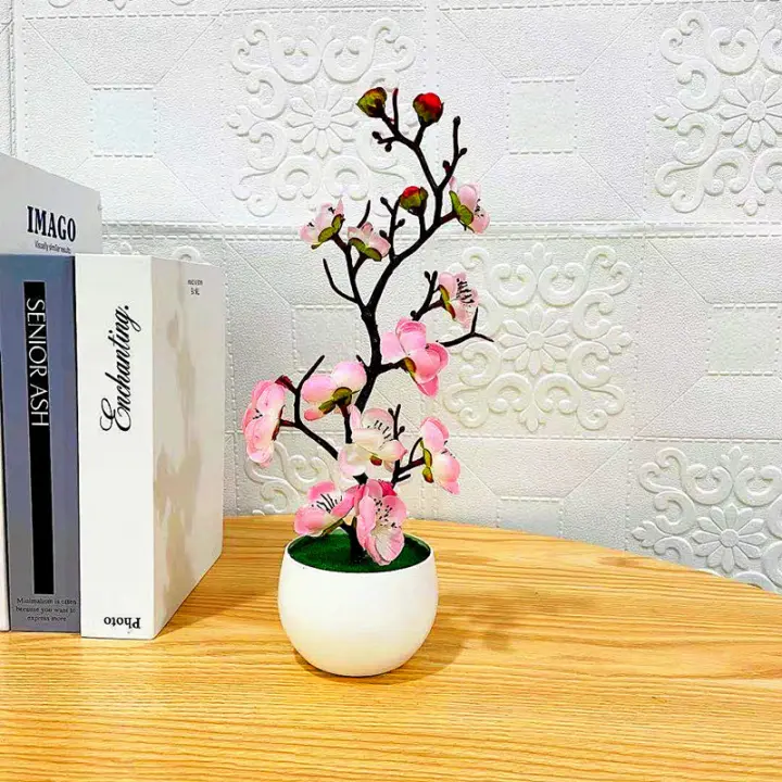 1pc Estilo Chino Simulación De Quisling Con Maceta Decoración Para Sala De Estar Armario Mesa Bonsái De Plástico Para Exposición Y Uso En Exterior - 1