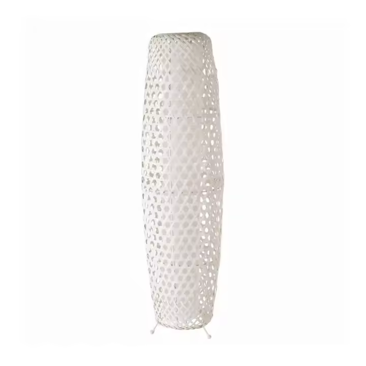 Dcasa Lámpara de pie rejilla de bambú blanca de Ø 23x88 cm - 1