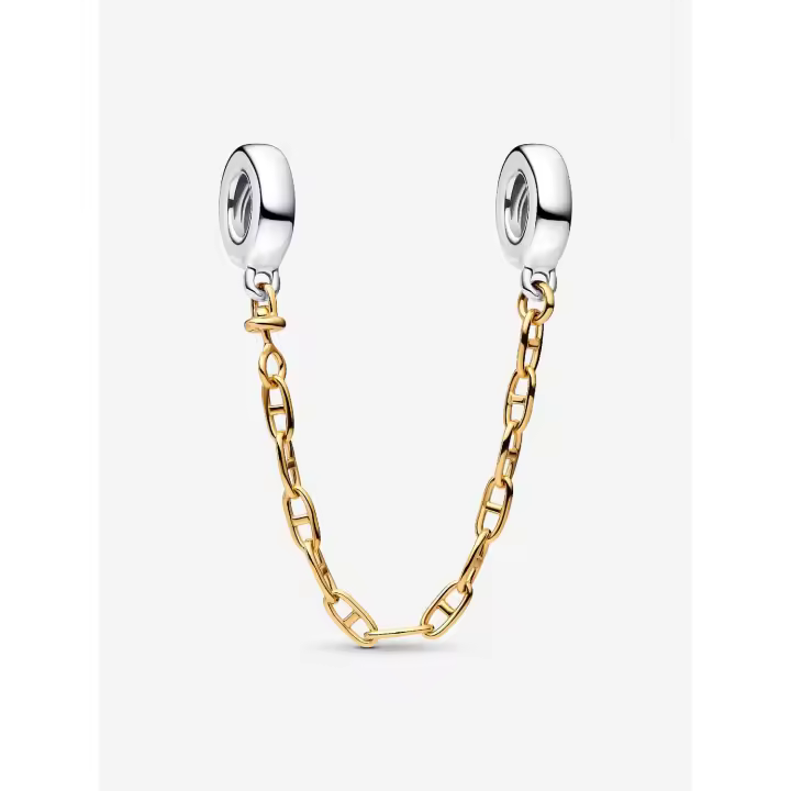 Pandora - Cadena de Seguridad Alargada-Plata de ley y Baño de Oro de 14 K - 1