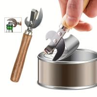 Abrigo De Lata Multifuncional De Madera Y Acero Inoxidable 1pc Manija De Madera Abrebotellas Y Abrelas De Cerveza Para El Hogar - details 1