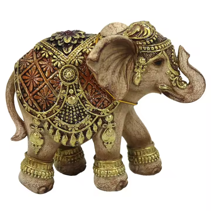 Figura de Elefante Étnico Pequeño en Resina, Decoración Africana para Hogar, Accesorio Único y Original - 1