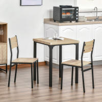 Conjunto de Mesa de Cocina 3 Piezas (1 Mesa + 2 Sillas) -Modern Diseño with Veta de Madera Natural y Detalles en Negro - details 0