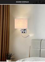 Lámpara De Pared Moderna E27 Con Luz De Lectura LED Y USB Para Dormitorio Sala De Estar Hotel Instalación En La Pared Material De Tela - details 11
