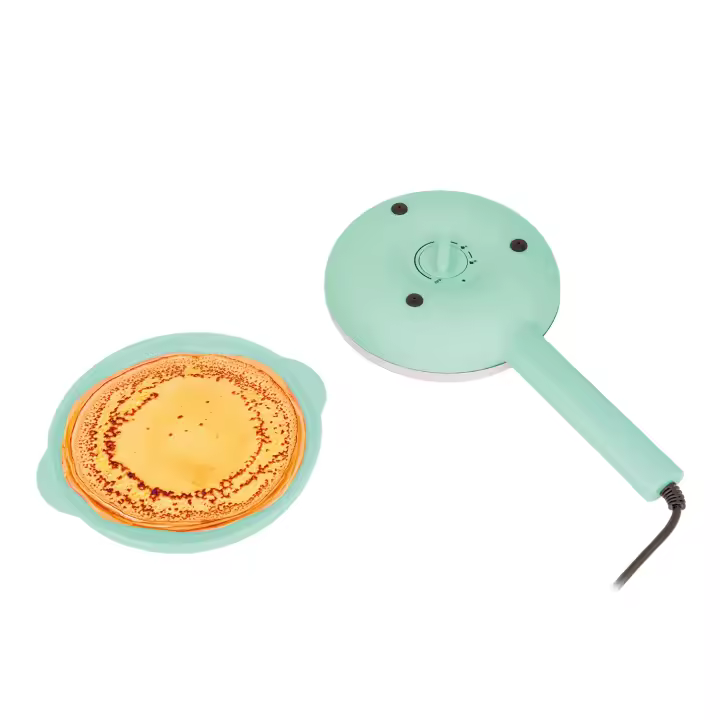 Crepera Turquesa Jocca con placa antiadherente, mango ergonómico, 3 temperaturas, 2 funciones, diámetro 21 cm y 600W de potencia. Incluye tapa/plato. Fácil de usar. Compacta y ligera. Ideal para postres y desayunos. Diseño moderno y práctico - 1