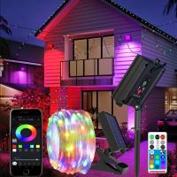 Luces De Navidad Bluetooth Inteligentes RGBIC LED Solar Impermeables Para Exterior Decoración De Año Nuevo Lámpara Fae Tirada 8M 12M - details 8