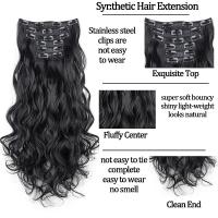Extensiones De Cabello Sintético 24 Pulgadas Rizado Para Mujer Con Clip Resistentes Al Calor En Negro Marrón Rubio Set De 6 Piezas - details 3