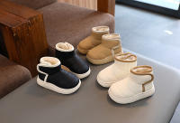 Botas Cortas Para Niños Y Niñas De Cuero PU Antideslizantes Con Forro De Peluche Gruesa Botines Casuales Para Invierno Talla True Fit - details 1