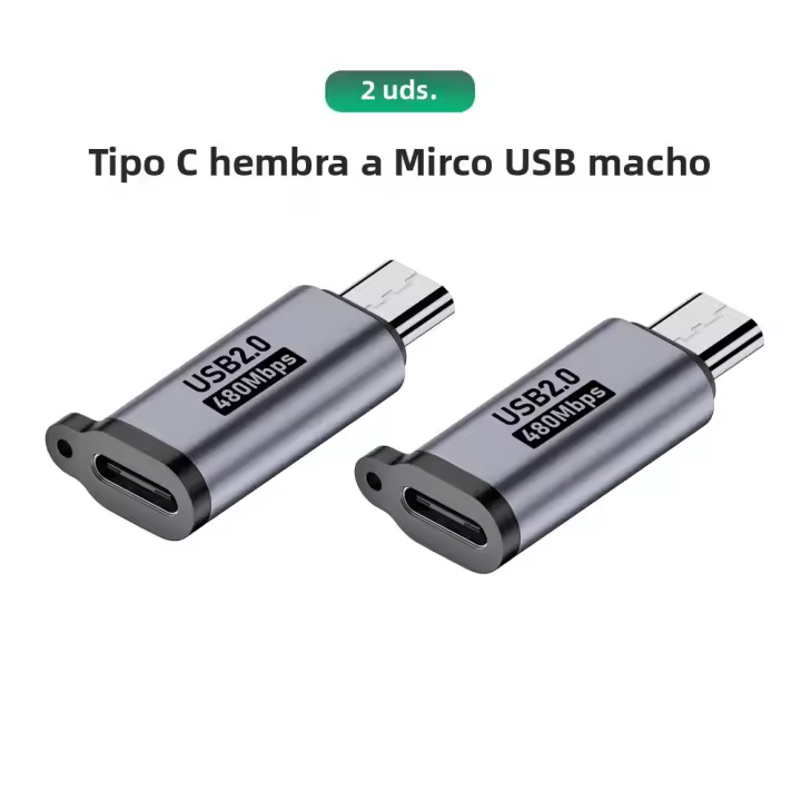 Adaptador De USB C a Micro USB En Aleación De Aluminio Conector Femenino Tipo C a Macho Para Cargador De Samsung S7 Cable De Datos - 1