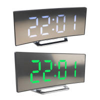 Reloj De Alarma Digital LED Con Espejo Pantalla Curva Para Estudiantes Dormitorio Sala De Estar Oficina Escuela Función De Sueño Temperatura - details 12