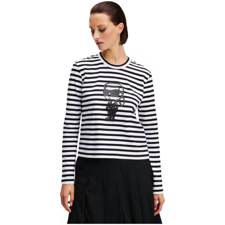 Camiseta KARL LAGERFELD de Manga Larga con Rayas Ikon Color Negro - 1