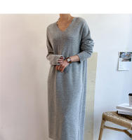 Vestido Largo De Mujer Otoño Invierno 2024 Nueva Vuelta Suéter Tejido Suéter Maxi De Cashmere Estilo Coreano Elegante - details 13