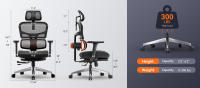 NEWTRAL NT002 Silla Ergonómica con Soporte Lumbar Adaptable y Reposapiés, Respaldo Ajustable en 4 Ángulos de Reclinación, Reposabrazos, Reposacabezas, 5 Posiciones de Bloqueo, Base de Aleación de Aluminio - Versión Pro - details 4