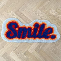 Alfombra De Baño Suave Con Elemento De Letra Sonrisa Tapete De Nubes Tejido De Poliéster Antideslizante Y Resistente Al Desvanecimiento Para Habitación De Invierno - details 2