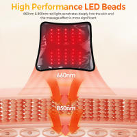 Cinturón de terapia de luz roja LED, multifuncional, con compresas calientes infrarrojas lejanas y almohadillas de masaje para hombros y rodillas. - details 3