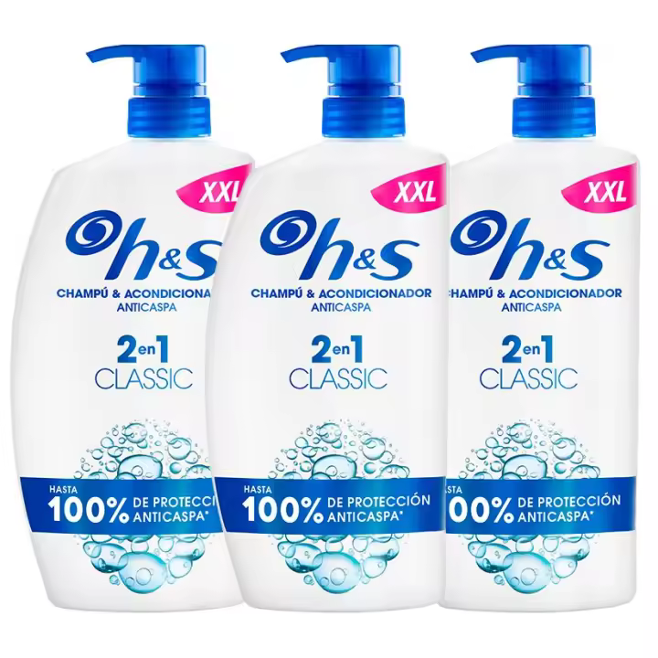 H&S Classic Champú y Acondicionador Anticaspa 2 en 1, con Dispensador. Hasta 100% de Protección Anticaspa. Para Todo Tipo de Pelo y Cuero Cabelludo. Black Friday. Uso Diario. Limpieza profunda 3x800ml - 1