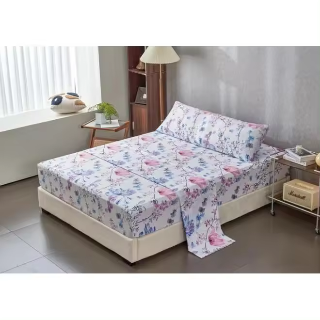 Juego de sabanas estampada (3 piezas): sábana encimera + sábana ajustable + 1 fundas de almohadade no hace bolitas - 1