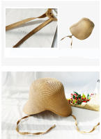 Sombrero De Paja Elegante Para Mujer FS Con Lazo Protección Solar Gran Alas Anchas Sombrero De Playa Estilo Cloche Fedora Chapeau Femme Para Fiestas - details 4