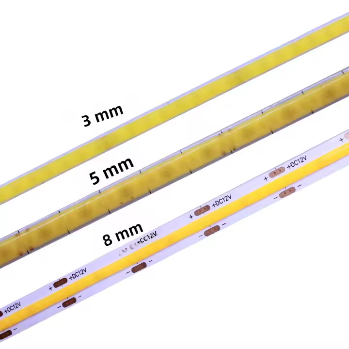 Tira De LED COB Flexible 3mm 5mm 12V 24V Dimmable Alta Densidad Luz LED RA90 Para Decoración Del Hogar 3000K 4000K 6000K - 1