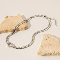 Collar De Cadena Cubana De Acero Inoxidable 316L Para Mujer Con Corazón Hueco Cadena Serpiente Plana Joyería De Moda Clavícula Hipóalergénica - details 6