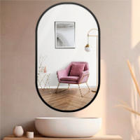 Espejo Ovalado de Baño 60x90 cm – Marco de Aluminio Negro – Montaje Horizontal o Vertical – Decorativo para Salón, Entrada o Pasillo - details 1