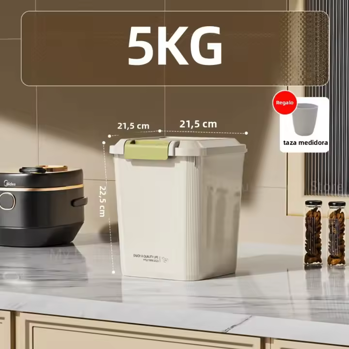 Contenedor De Arroz 10KG Caja De Almacenamiento Para Cereales Sellado Con Hebilla a Prueba De Insectos Organizador De Cocina Para Alimentos Y Alimentos Para Mascotas - 1